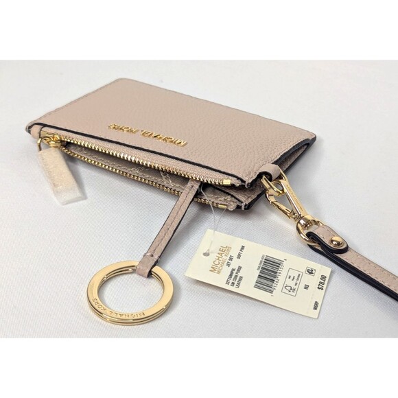 Michael Kors Jet Set Travel Small Leather Coin Pouch Card Case - Soft Pink - Picture 6 of 8